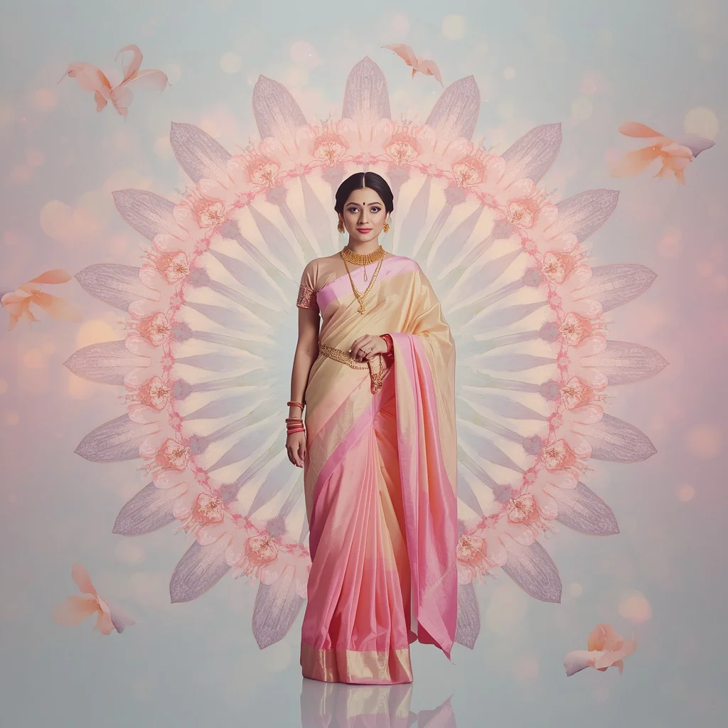 Festive Pastel Saree Crystal Energy Blossom Burst Collage Cinematic | ai prompt examples - New 10 Playful Young Girl Saree AI Prompts for Outdoor Sports Day AI Prompt