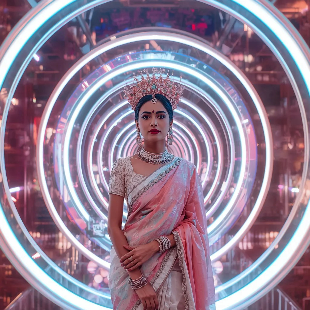 Festive Pastel Saree Neon Infinity Crown Collage Modern Cinematic | prompt seen trending girl 2026 - Best 10 Artistic Child Saree AI Prompts for Abstract Expressionist Art AI Prompt