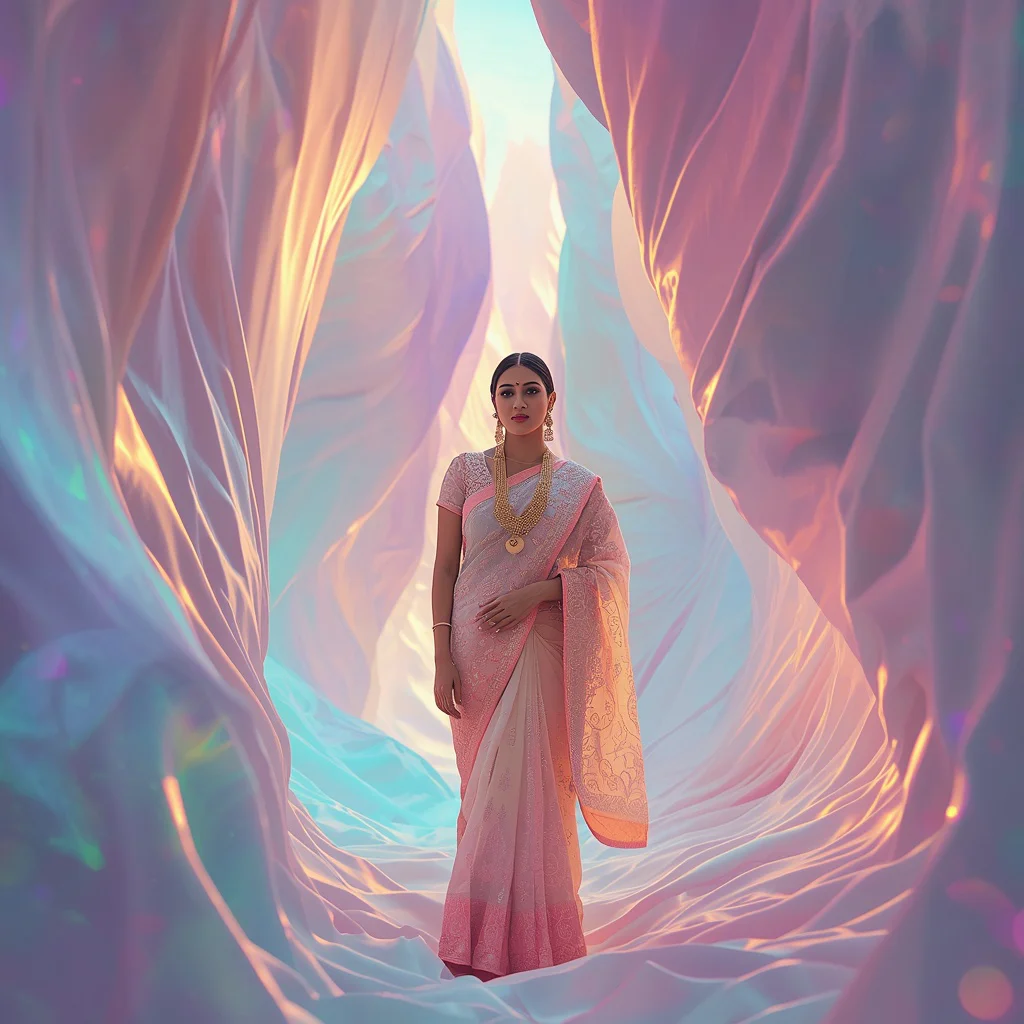 Festive Pastel Saree Silk Aurora Canyon Collage Premium Cinematic | instagram prompt for traditional look for girl in english - New 10 Traditional Young Girl Saree AI Prompts for Cultural Storytelling AI Prompt
