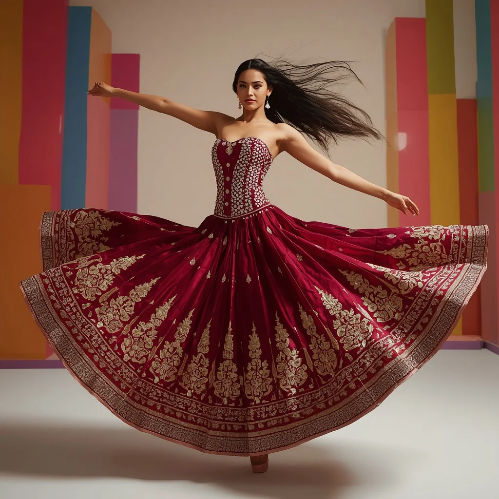 Full Body Complex Mirror Work Saree Mid-Air Twirl | prompt for girls copy paste - Classic Cotton Silk Saree AI Image Prompts for Elegant Comfort AI Prompt