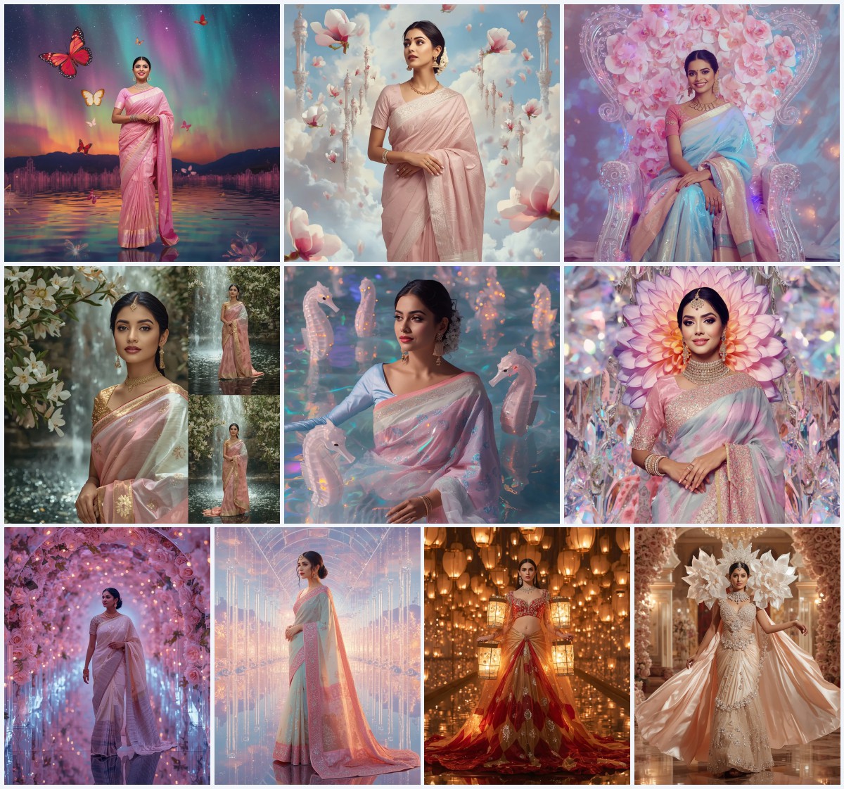 Glamorous Organza Ruffle Saree AI Prompts for High Fashion Events | prompt for girls copy paste