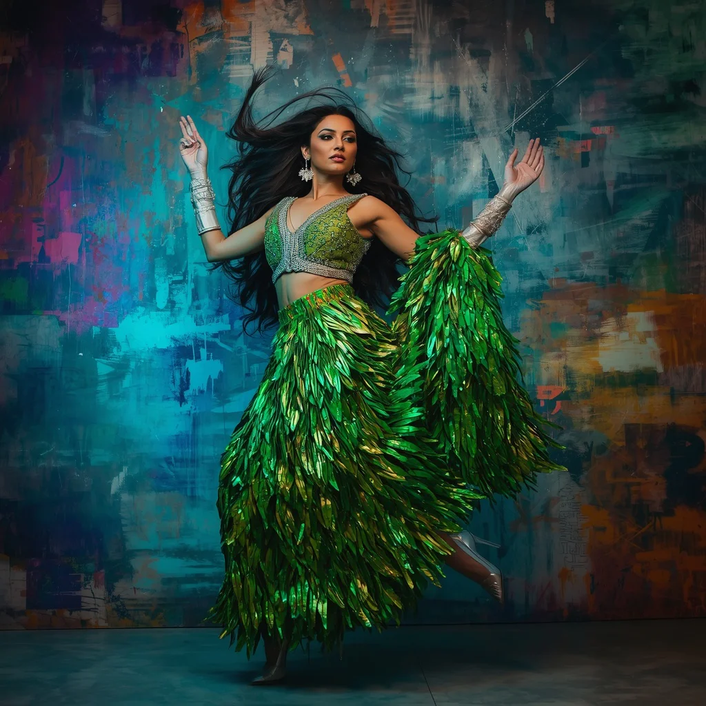 Kinetic Chrome Feather Saree Anti-Gravity Matrix Dodge | Best prompt for saree for wedding - Best 10 Artistic Child Saree AI Prompts for Pop-Up Book Illustrations AI Prompt