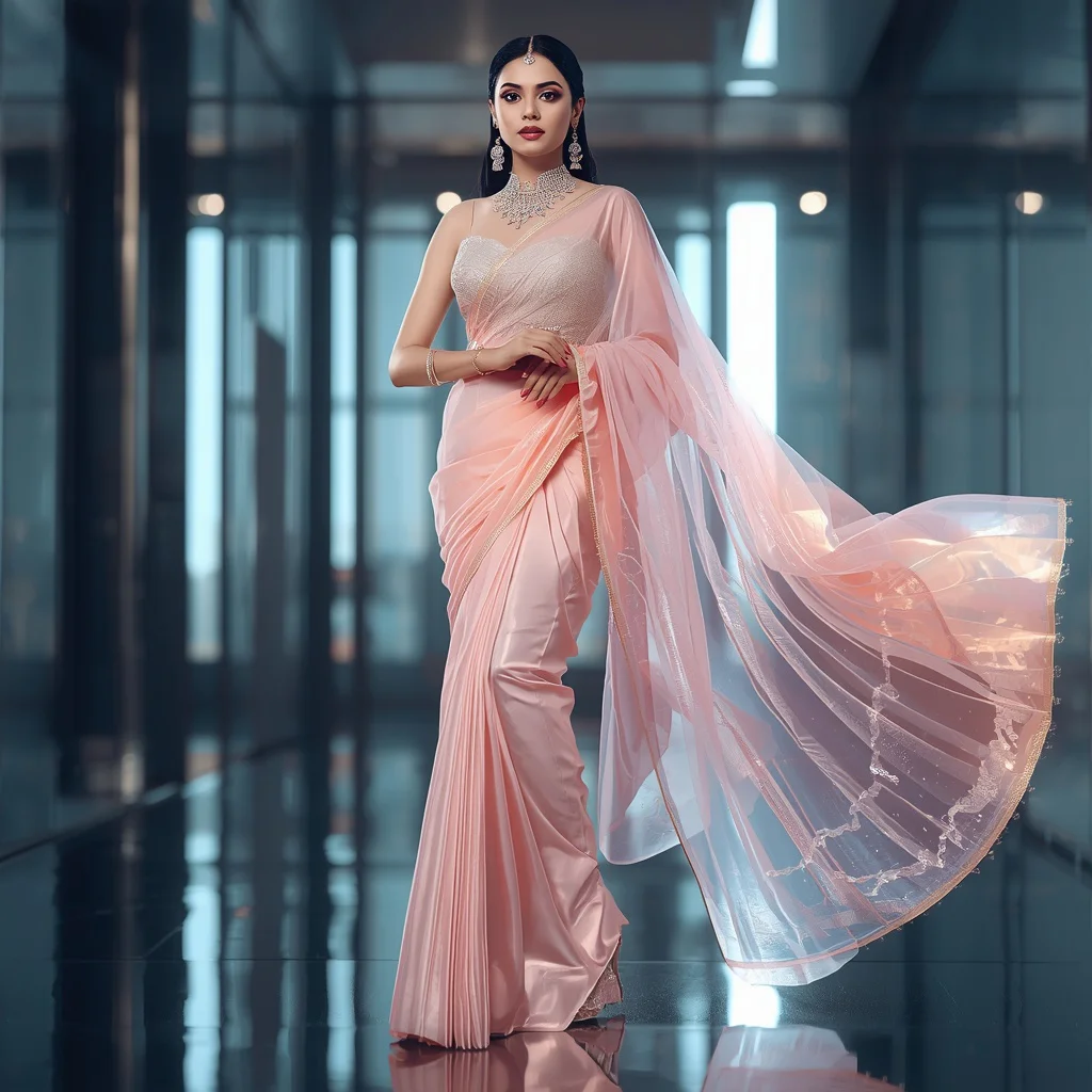 Premium Festive Pastel Saree With Liquid Glass Fabric Flow And Crystal Motion Design Concept | instagram prompt for girls in saree - Top 10 Modern Teen Saree AI Prompts for Urban Photography Walkshops AI Prompt