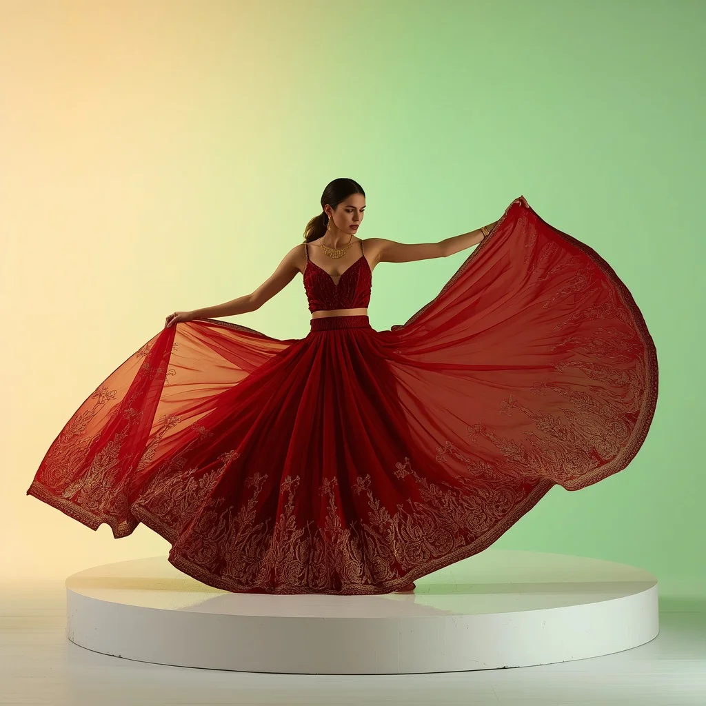 Saree-Gown with an Impossibly Long, Structural Train | traditional saree prompt for girl in english - Classic Cotton Silk Saree AI Image Prompts for Elegant Comfort AI Prompt